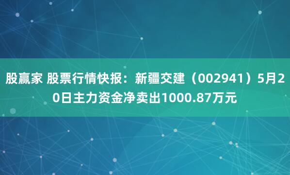 股赢家 股票行情快报：新疆交建（002941）5月20日主力资金净卖出1000.87万元